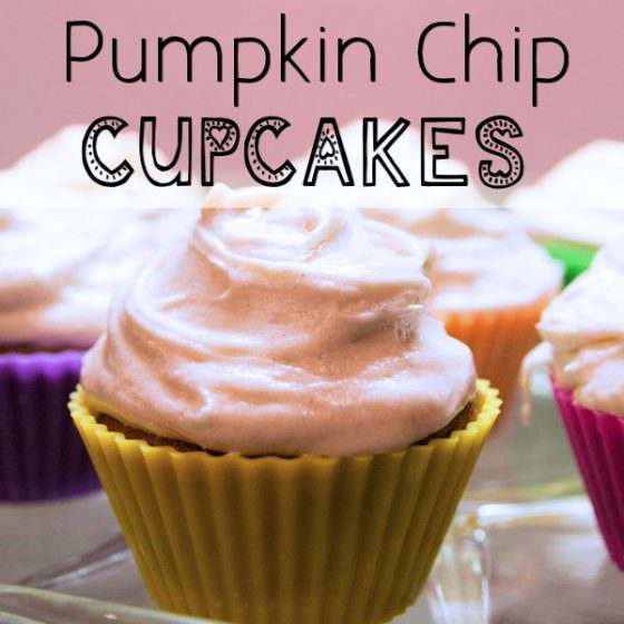 Pumpkin Chip Cupcakes with Cinnamon Cream Cheese Frosting
