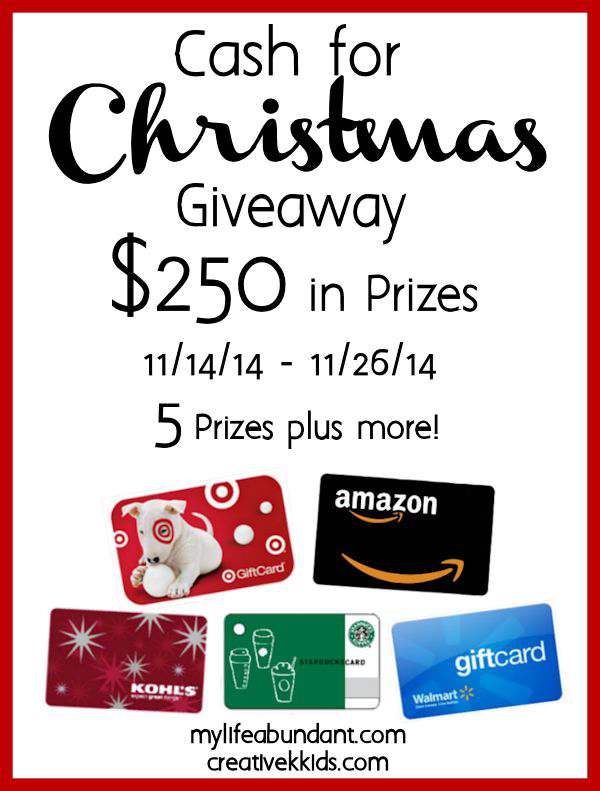 Cash for Christmas Giveaway $250