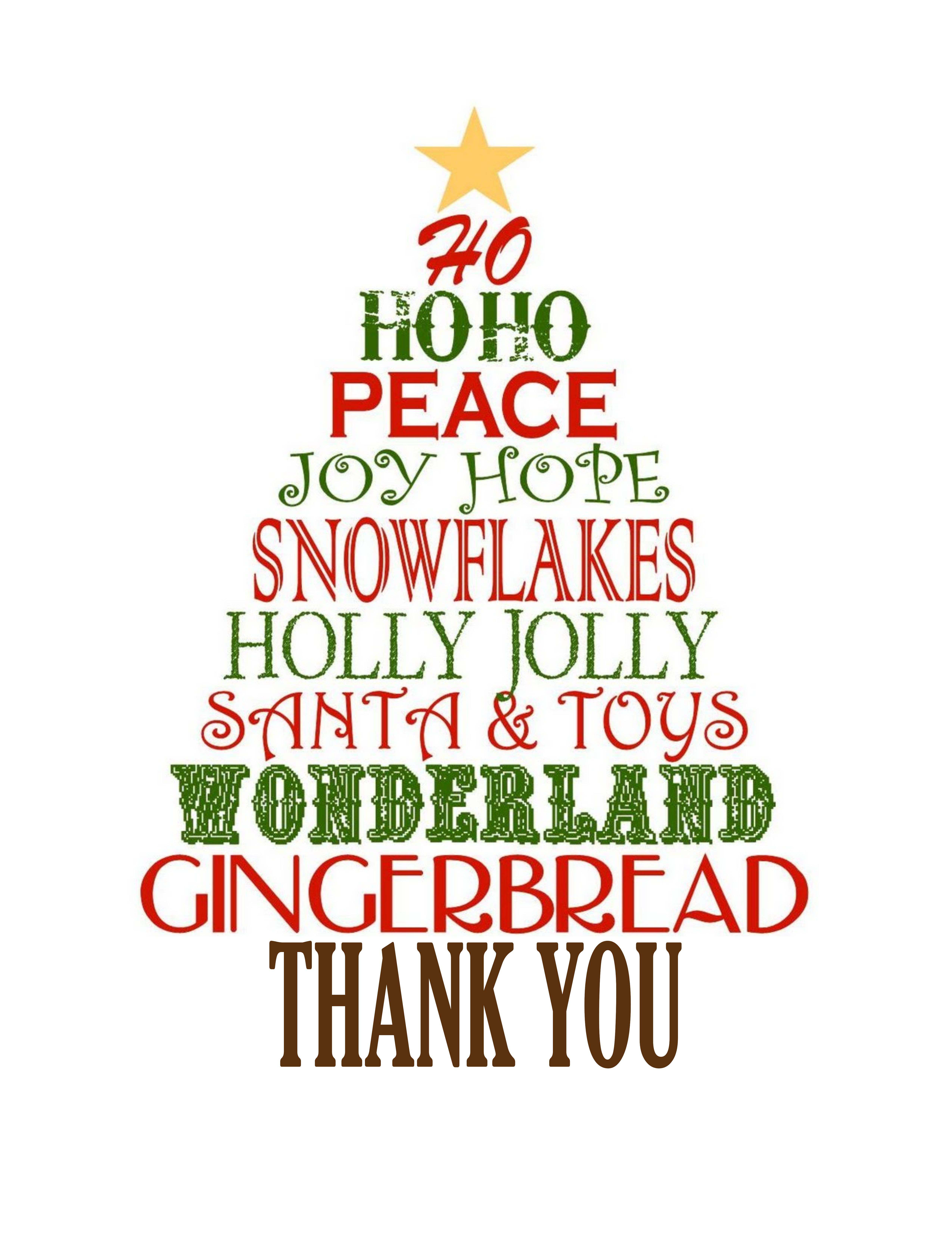 Thank You Christmas Cards Printable