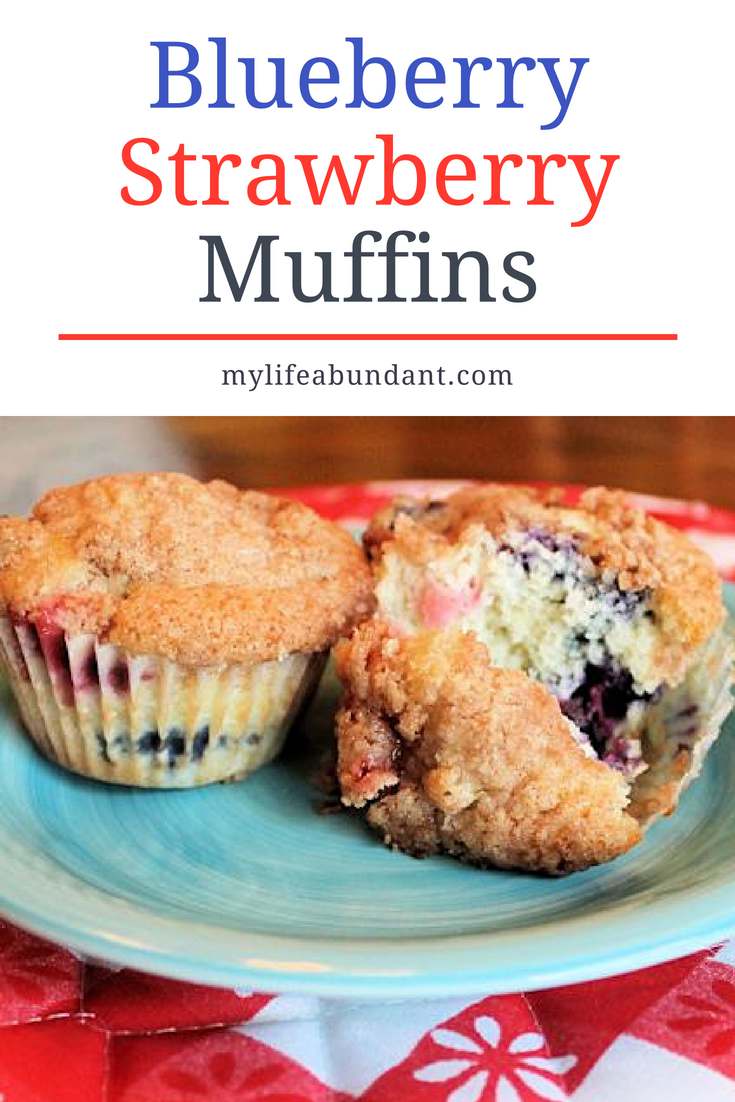 A simple Blueberry Strawberry muffin recipe to use fresh berries in. Perfect for guests or for any gathering.