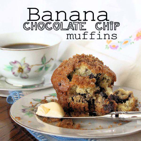 Banana Chocolate Chip Muffins is the perfect recipe to use for left over ripe bananas that always seem to be in your home.