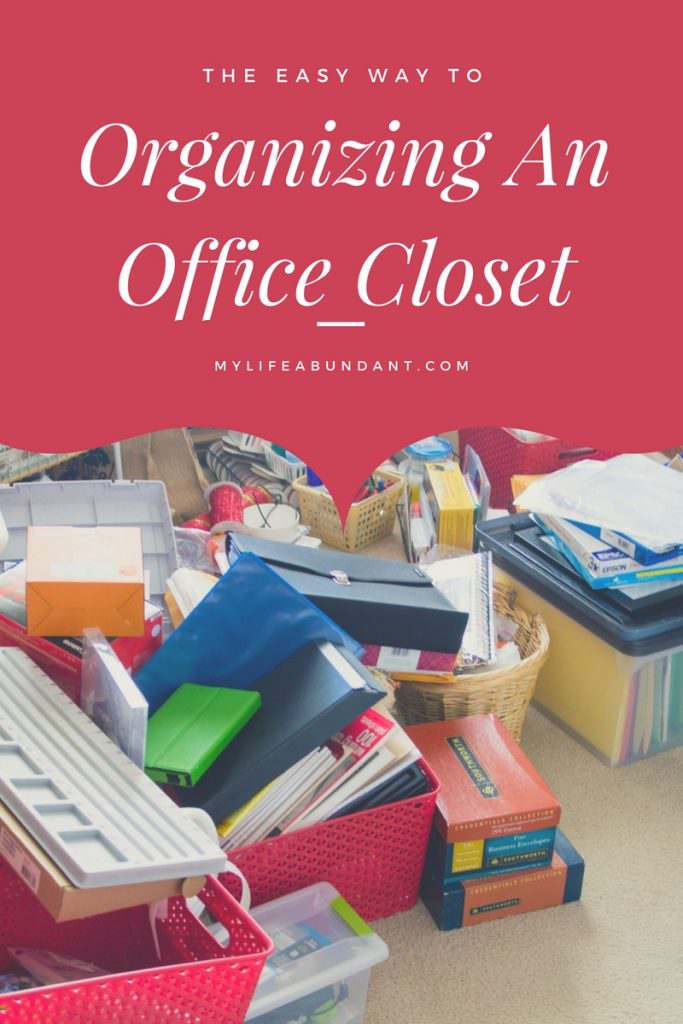 Organize an office closet on a budget and still be pretty! Its easy to do and I will show you how in a few short steps.