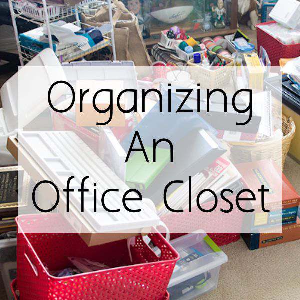 Organize an office closet on a budget and still be pretty! Its easy to do and I will show you how in a few short steps.