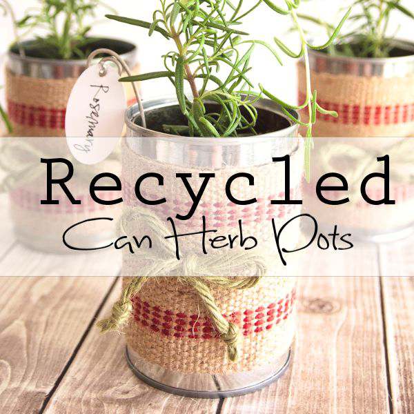 Recycled Can Herb Pots to make and give to friends, family or make a beautiful centerpiece for any gathering.