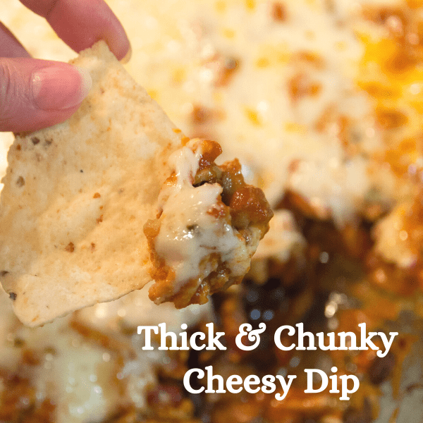 Looking for a hearty dip? Try Thick & Chunky Cheesy Dip. Easy to make and such a crowd pleaser for your next sports party, tailgate party or family gathering.