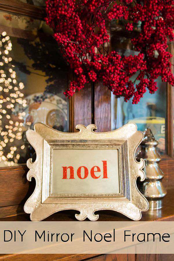 Have a spare picture frame to repurpose into something shiny and beautiful for a quick Christmas decorating idea