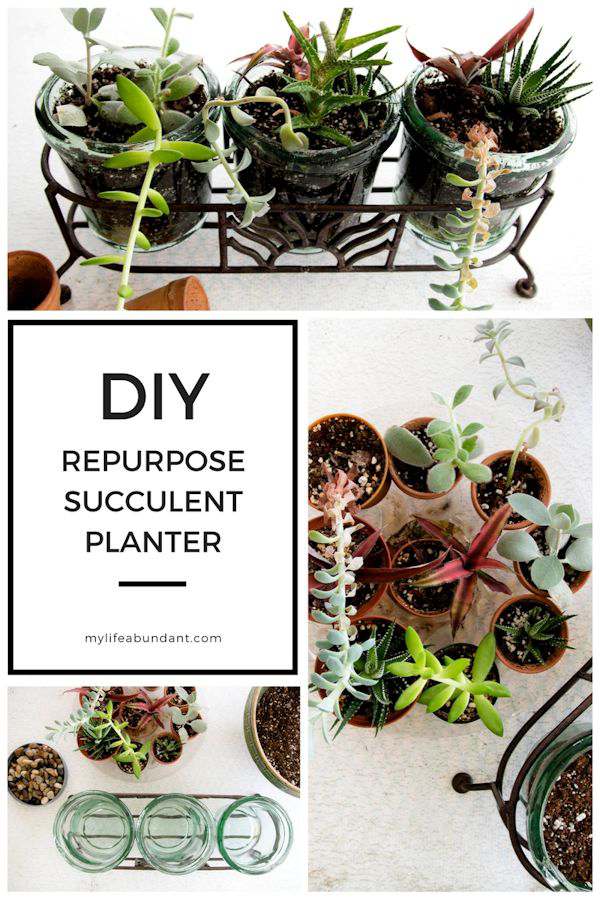 DIY Repurpose Succulent Planter Have an old container around the house? How about making it into a new planter for some succulents. Makes a great gift too!