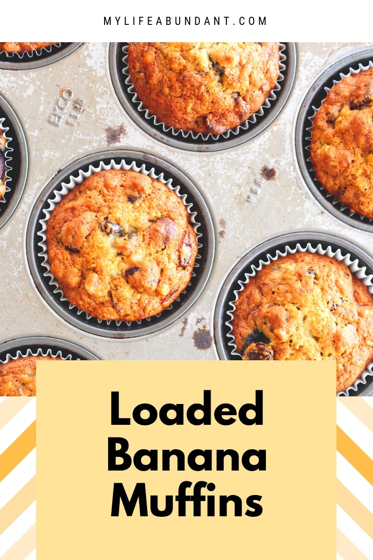 Loaded moist banana muffins are a great way to start the day or for an after-school snack. Incredible flavor loaded with nuts, berries and more!