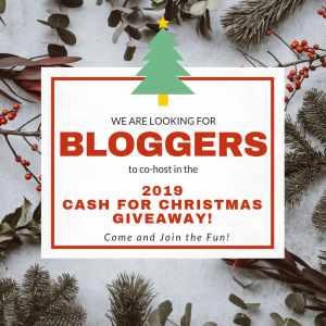 #Bloggers come and sign up to be a Co-Host in the Cash for Christmas giveaway. If you own a website and want to see more traffic, sign up today.