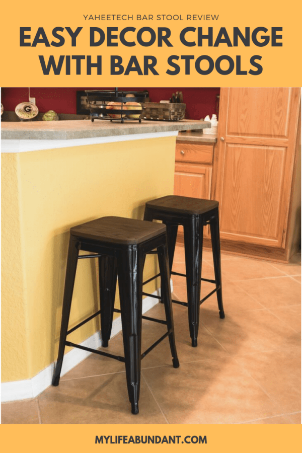 Looking for an easy decor change? Try adding a few bar stools around your home for an easy fix and more seating.