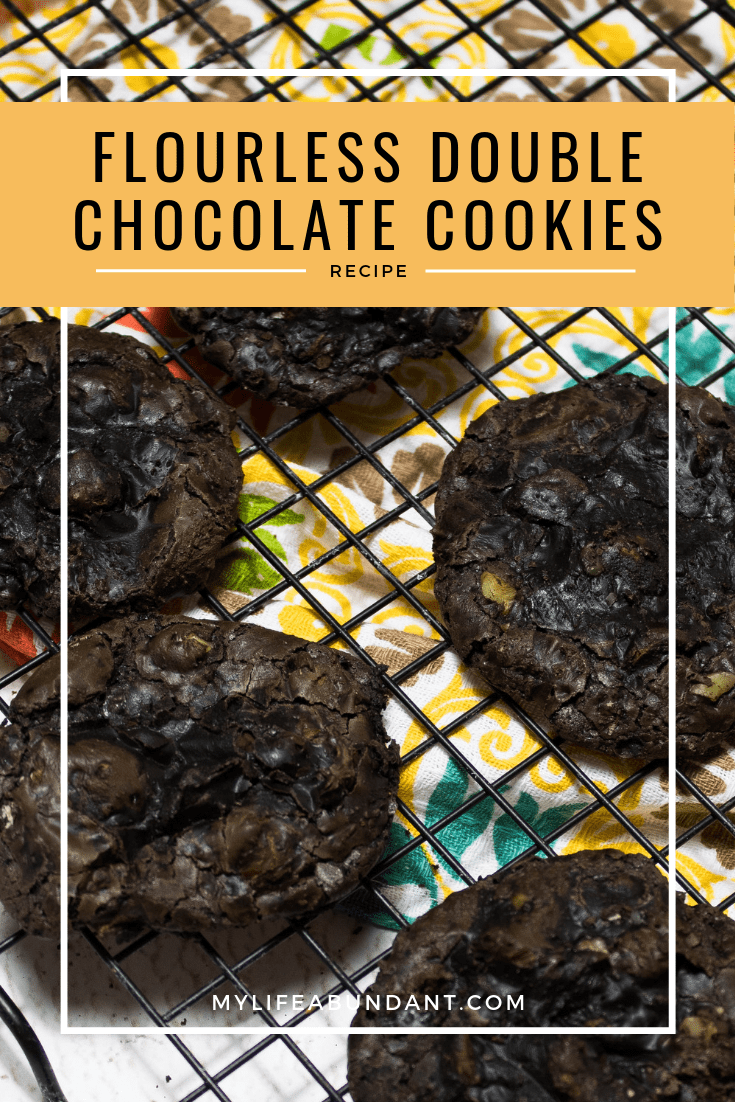   Chocolaty goodness is the only way to describe these cookies. Easy to make, flourless and will remind you of a gooey brownie.