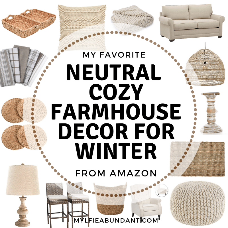 Neutral, warm and cozy farmhouse decor for those cold days during winter time.