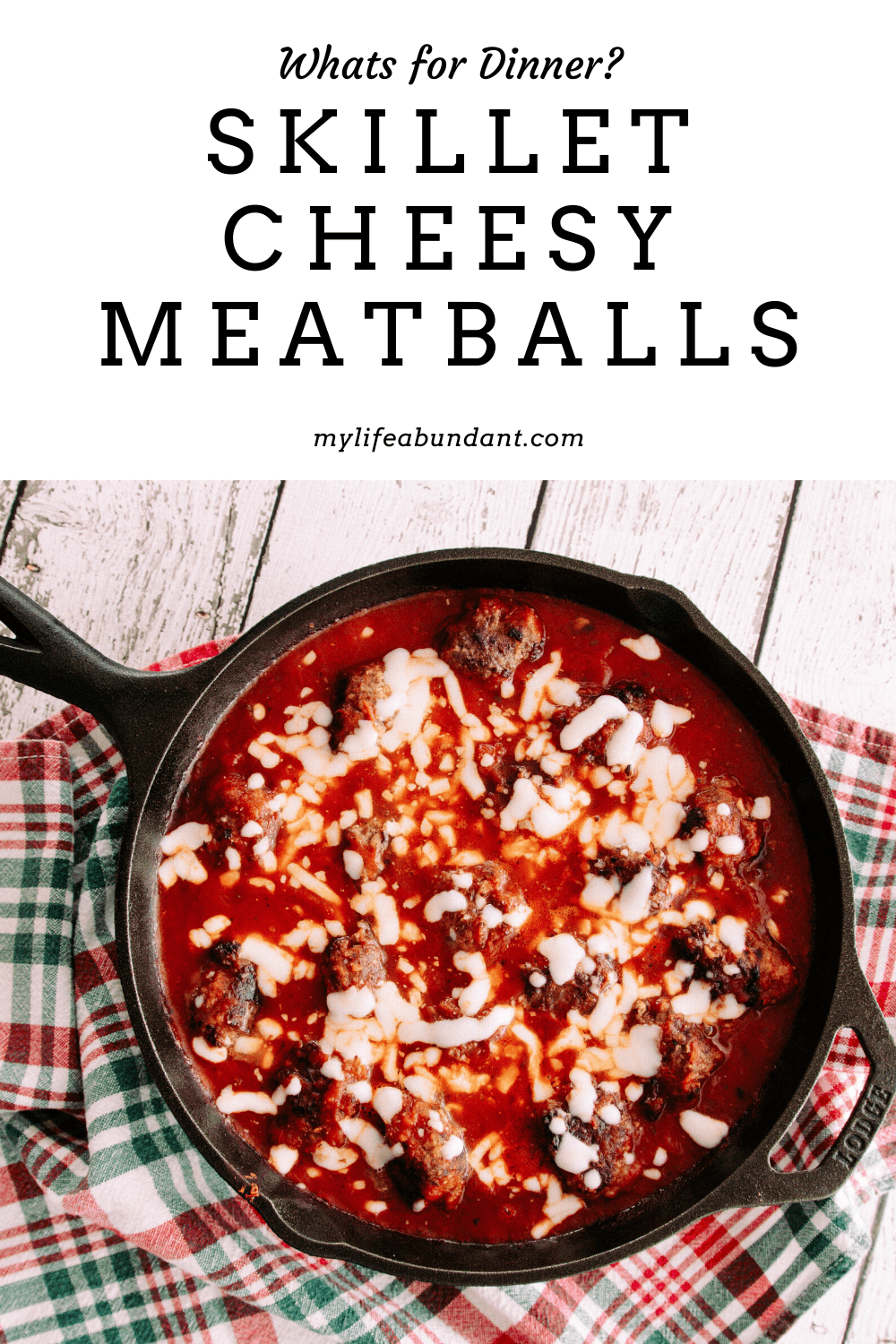 Skillet Cheesy Meatballs covered in sauce and cheese and made in one skillet. Super flavorful meatballs are comfort food for the whole family.