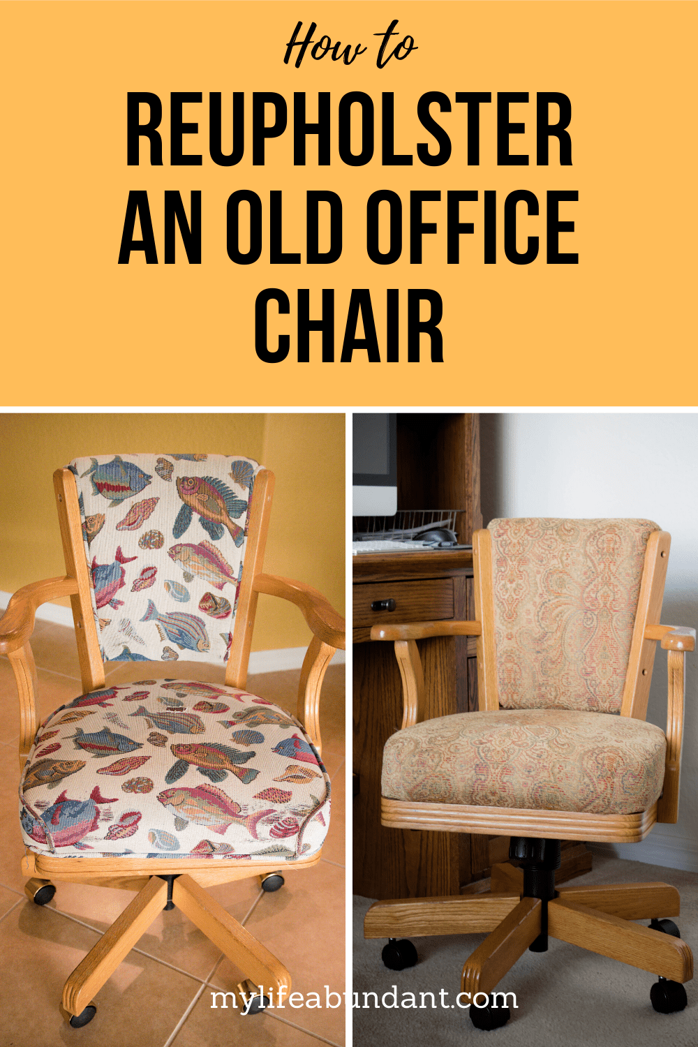 How to Reupholster an Old Office Chair - My Life Abundant