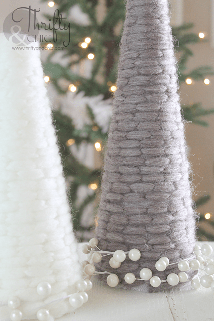 Rustic Twine and Yarn Foam Cone Christmas Trees - Manda Panda Projects