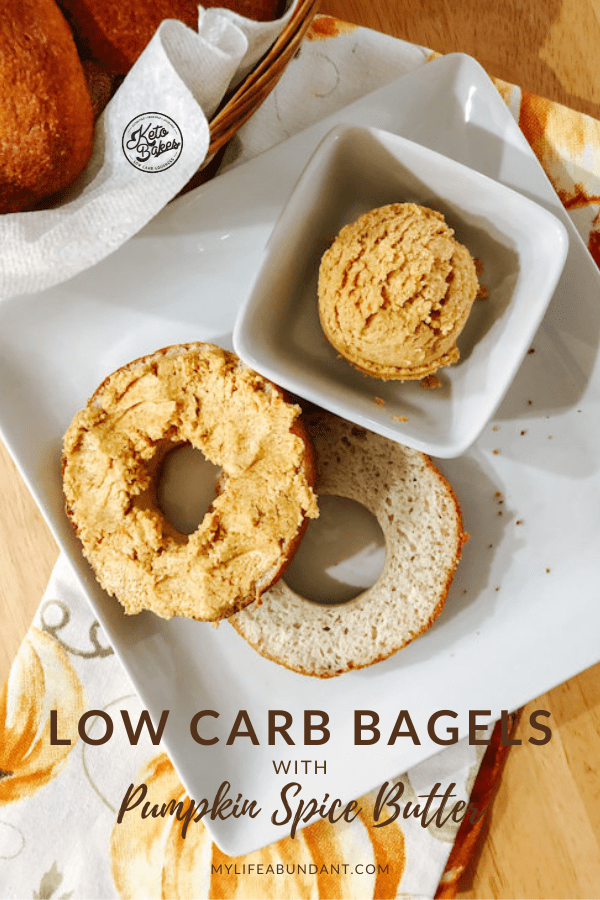 Delicious and chewy Low-Carb/Keto Bagels are soft and really easy to make and also a flavorful Pumpkin Spice Butter to spread on top