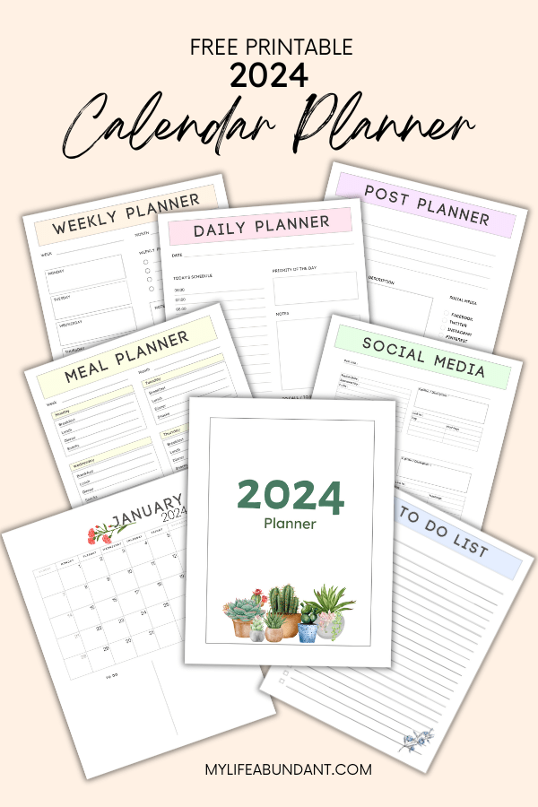 2024 Free Printable Calendar with Planner Pages