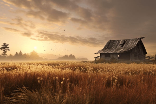 Sunrise with barn