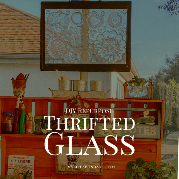 Simple thrift store glassware turned into something you love! See how easy it is to recycle glassware into something to hang in a window.