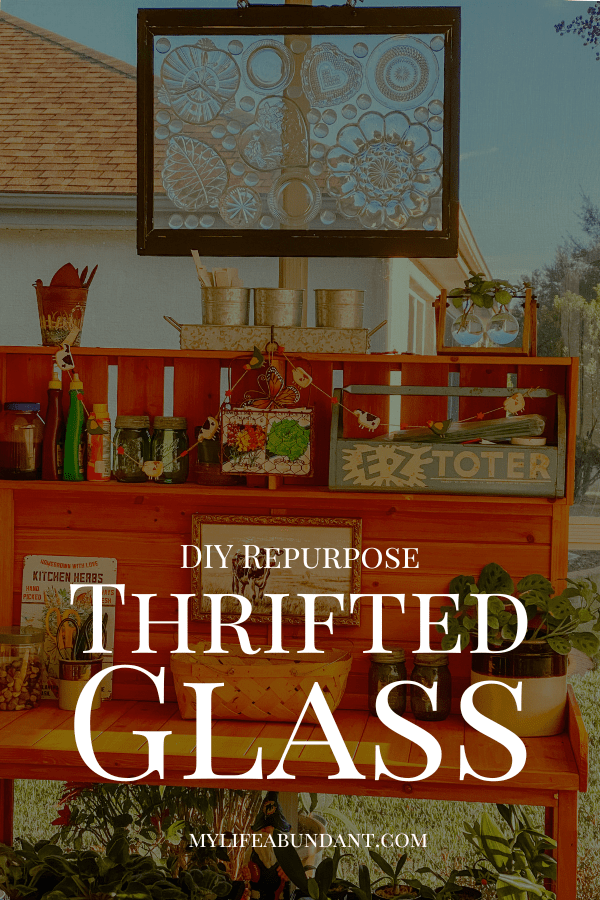 Simple thrift store glassware turned into something you love! See how easy it is to recycle glassware into something to hang in a window.