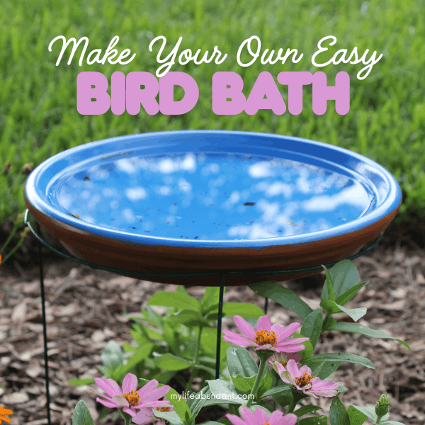 Create a charming and budget-friendly bird bath by simply turning a tomato cage upside down and placing a shallow dish on top for birds to enjoy fresh water.